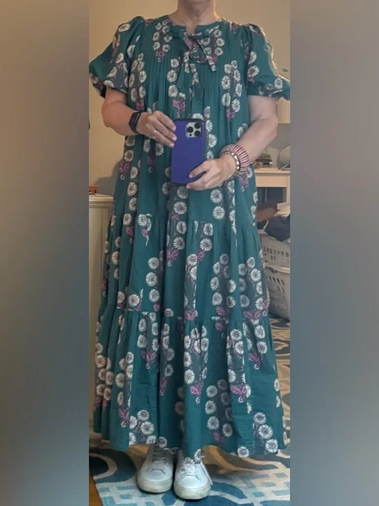 Pink Chicken Indira Pintucked Floral Dress in Evergreen Buttercup Floral - Picture 10 of 10